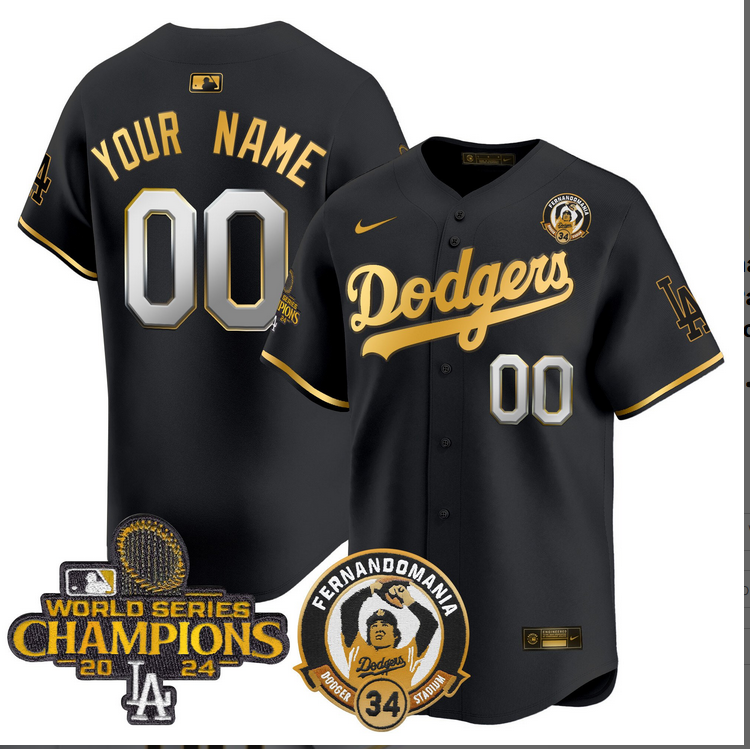 Men MLB Los Angeles Dodgers Custom black 2024 World Series Champions Patch Cooperstown Jersey style 8->customized mlb jersey->Custom Jersey